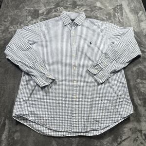 Polo Ralph Lauren Shirt Mens XL White/Blue Check Pattern Button Down‎ Preppy